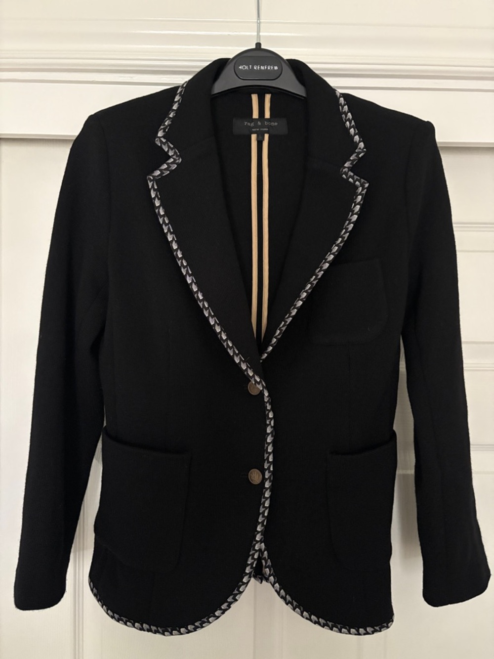 BNWOT - Rag & Bone Bromley Merino Wool Knit Blazer L - Black